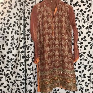 Pakistan Indian  party fancy wedding holidays organza embroidered kurta size M